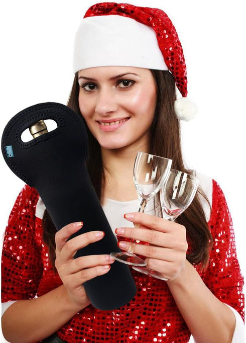 Wine Carrier, OFEILY Durable Neoprene Single Bottle Wine Tote Bag/Beer/Cans/champagne/Water or Drink Bottle Bag(1-Bottle, Black)...