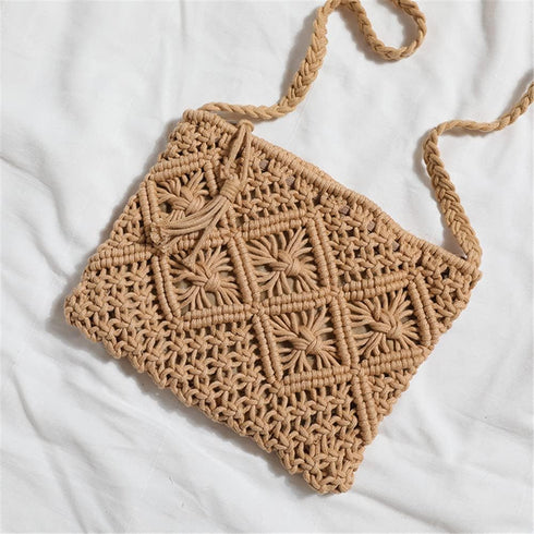Boho Straw Shoulder Bag Handwoven Wicker Beach Purse for Women Crossbody Handbag...