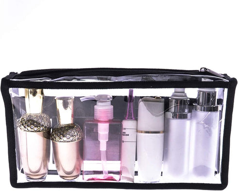 Clear PVC Makeup Bag Transparent Actor Bag Large Cosmetic Organizer Bag Makeup Kits Pouch Travel Make Up Accessories Storage Bag Clear Pencil Pouc...