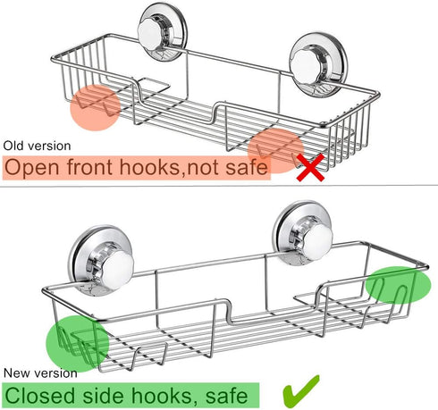 iPEGTOP Strong Suction Cup Shower Caddy Bath Shelf Storage with 4 Side Hooks, Combo Organizer Basket for Shampoo, Conditioner, Soap, Razor Bathroo...
