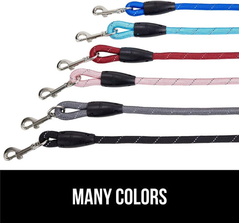 Gorilla Grip Heavy Duty Dog Leash, Soft Handle, Strong Reflective Rope for Night Pet Walking, Small Medium Large Animals, Durable Puppy Training L...