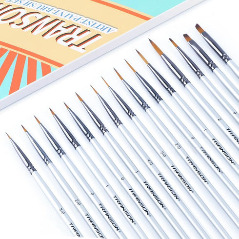 Transon Fine Detail Paint Brush Set 15pcs for Miniature Models Craft Painting Body Painting with Acrylic Gouache Watercolor Tempera and Oil Paint...