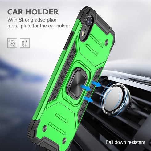 HNHYGETE for iPhone XR Case: iPhone XR phone case with Screen Protector: (Heavy Duty) Military Grade 360° Rotatable Kickstand Shockproof Protectiv...