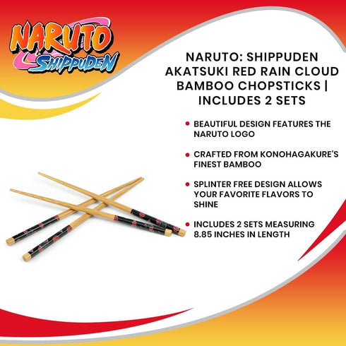 Naruto Shippuden Akatsuki Wooden chopsticks | Naruto Chopstick Set Of 2 | Anime Stuff | Kitchen Deco | Anime Wood Chopsticks | Official Licensed B...