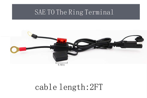 iMESTOU 2FT SAE to O Ring Terminal Harness 2 Pin Quick Disconnect Plug, Eyelet Terminal Harness Extension Charge Cord Quick Disconnect SAE Connect...