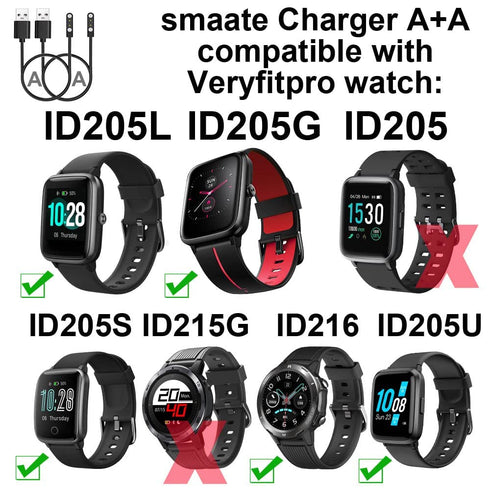 Smart Watch Cables Compatible with TOZO S3, Woneligo W13, Gydom Amzhero IDW13, MILOUZ IDW19, Fitpolo IDW15, Tensky ENOMIR ID208BT, SKG V7 V7PRO, I...