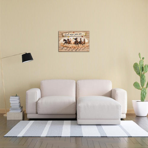 Strofupp Horse Wall Art God Says You Are Inspirational Picture Bible Quote Wall Decor Modern Farmhouse Painting Artwork 12x18 inches...
