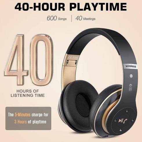 6S Wireless Bluetooth Headphones Over Ear, Hi-Fi Stereo Foldable Wireless Stereo Headsets Earbuds with Built-in Mic, Volume Control, FM for Phone/...