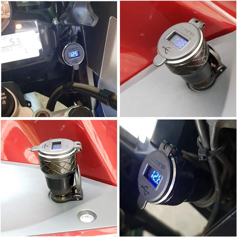 Aluminum Alloy Quick Charge 3.0 Dual Motorcycle USB Charger for BMW Motorcycle Charger for Triumph Tiger Ducati Cigarette Lighter Voltmeter QC3.0 ...
