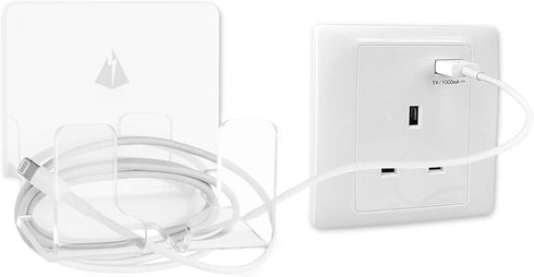 TXEsign Adhesive Wall Phone Holder Mount for Smartphones iPhone External Battery Wall Holder Mount (Silky White & Transparent)...