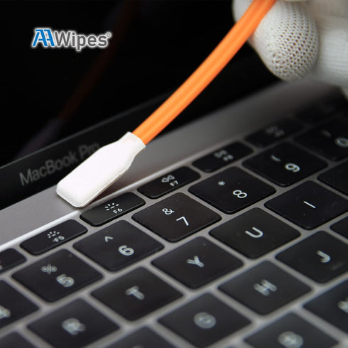 4.92" Lint Free Swabs (100 pcs, Large Flat Sqaure Head 13.5 mm/0.53", Orange, Polyester) Cleanroom Polyester Swabs Multi-Purpose Swab Sticks Micro...