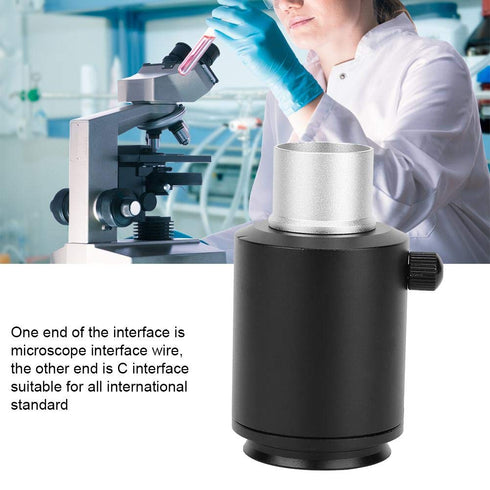 Microscope Lens Adapter, Stereo Microscope Mount Lens Camera Adapter Made of Aluminum Alloy for Stereoscopic Microscope, 25mm or 23.2mm Camera Int...
