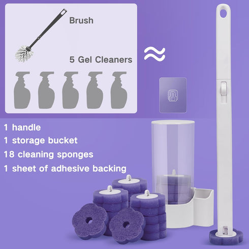 DuringCo Disposable Toilet Brush, Toilet Bowl Cleaner Disposable Toilet Cleaning System- Toilet Bowl Cleaner Brush Set with Storage Caddy and 18 T...