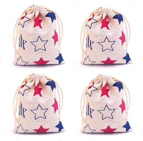 pankdream 10-Pack Star Burlap Bag Storage Bags with Drawstring Closure for Jewelry DIY Craft Wedding Christmas Shower Party Favor...
