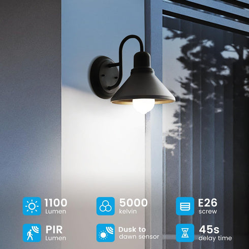 Motion Sensor Light Bulbs, 13W(100W Equivalent) Movement Activated Dusk to Dawn Sensor LED Bulb, A19 E26 5000K Cool White Security Bulbs Outdoor I...