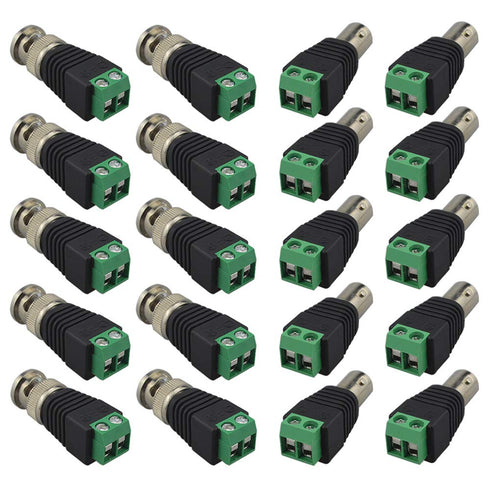 FULARR 20Pcs Professional Connector Kit, 10 Pairs BNC Male & Female Socket Screw Terminal Block Adapter, BNC Video Balun Connector for Coax Cat5 C...