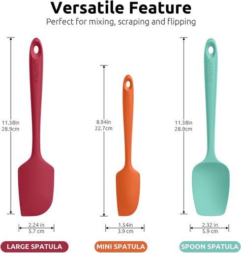 U-Taste Silicone Baking Spatula Set: 600ºF High Heat Resistant, Food Grade Flexible Rubber Kitchen Cooking Mixing Scraper, Food Grade Seamless Ute...