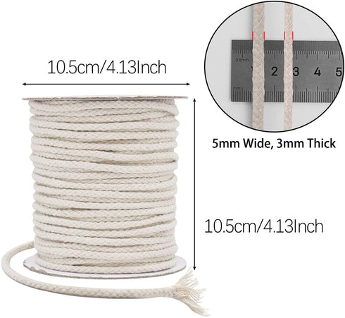 Tenn Well 5mm Macrame Cord, 165Feet Braided Cotton Rope Thick Craft Twine for Macrame Plant Hangers, Wall Hangings, Drawstrings, Clothes Lines, DI...