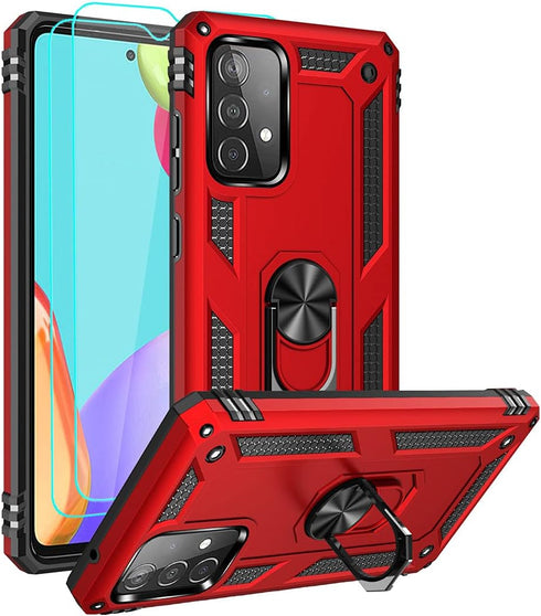 for Samsung A52 Case, Galaxy A52 Case with HD Screen Protector, Military-Grade Ring Holder Kickstand Car Mount 15ft Drop Tested Shockproof Cover P...