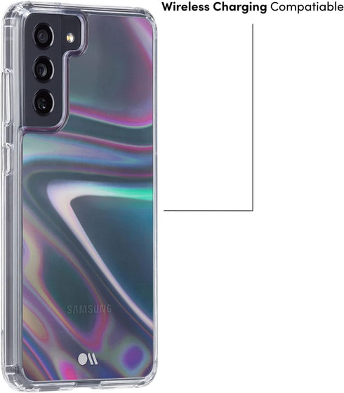 Case-Mate Samsung Galaxy S21 FE Case - Soap Bubble - with 10ft Drop Protection & Wireless Charging - Luxury Bling Glitter Case for S21 FE 5G - Iri...