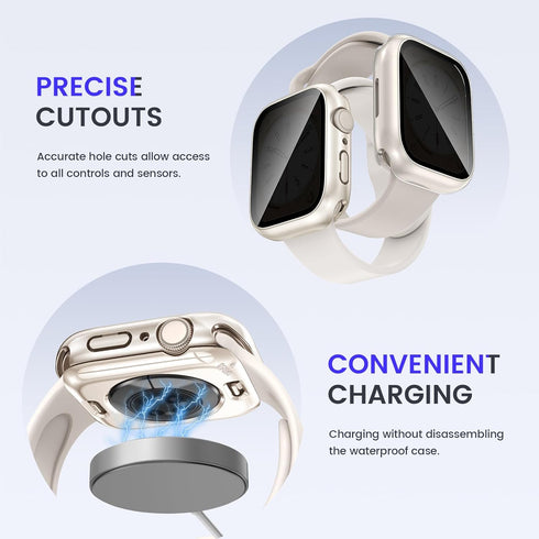 Goton 2-in-1 Waterproof Privacy Case for Apple Watch Series 9 8 7 Screen Protector 45mm, Front Anti Spy Tempered Glass Face Cover Back Bumper for ...