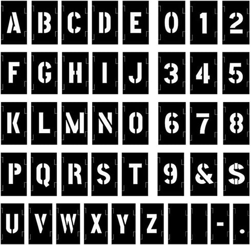 2 inch Letter Stencils Kit, Plastic Letters and Numbers Interlocking Stencil Set 138 Piece...
