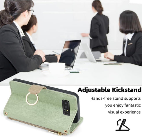 Asuwish Phone Case for Samsung Galaxy Note 8 Wallet Cover with Screen Protector and Mirror PU Leather Flip Cover Ring Credit Card Holder Crossbody...