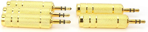 SiYear (5 Pack 3.5mm 1/8" Male Plug TRS to 6.35mm 1/4" Female Stereo Jack Adaptor-Gold Plated Converte,for Audio Earphone,Headphones ect...