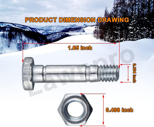 1-1/2" Pins with Nuts Compatible with MTD Two-Stage Snow Blowers / Auger Drive Snowblowers Replacement 710-0890A 710-0890 910-0890A 7100890 910089...