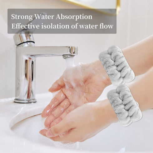 12 PCS Face Wash Headband Wristband Set for Women Girls, Soft Microfiber Facial Spa Hair Wraps Makeup Skincare Bath Headbands Wrist Bands for Wash...