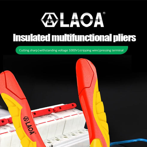 LAOA Needles Nose Pliers,Long Nose Pliers 1000 Volt VDE Insulated Electrician's Pliers with Stripping,Cutting Wire,Screwing Nails, Cutting,Clampin...