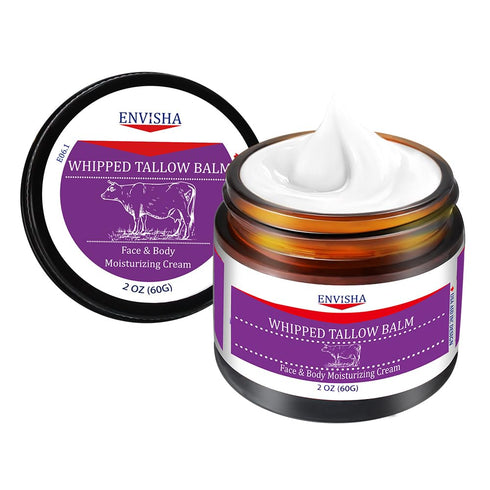 ENVISHA Handmade Whipped Tallow Cream - for Face and Body, Nourishing and Hydrating Skin, 100% Organic Grass-Fed Tallow, All Natural Daily Skin Ca...