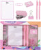 6pcs Pink Office Supplies Set, Pink Desk Accessories, Stapler Binding Set for Women with Paper Clip, Neutral Pen, Long Tail Clip, Horizontal Noteb...
