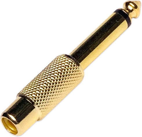 6.35mm 1/4" TS Plug to RCA Female Jack Adapter Connector - 6.35mm Mono Male to RCA Female, Gold-Plated, 10 Pack...