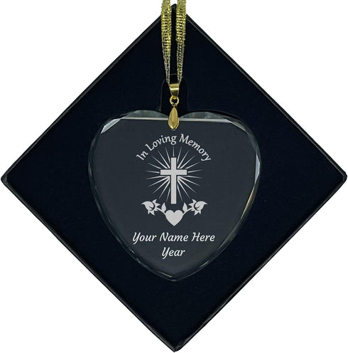 LaserGram Personalized Glass Christmas Ornament,in Loving Memory, Custom Laser Engraved Gift Idea (Heart Shape)...