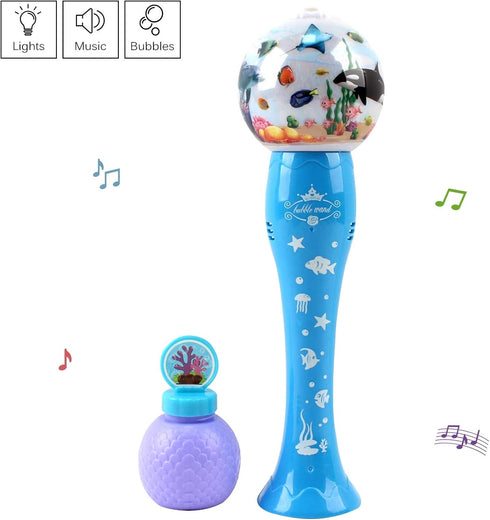 Bubble Blower Ocean Theme Wand Blows Hundreds Per Minute with Light Music Includes Soap Solution Battery Operated Blaster Gun Kids Party Shooter T...