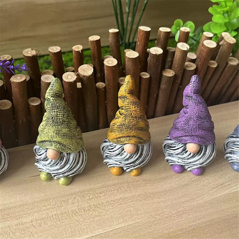 Gnomes Ornament Resin Statues Mini Dwarf Figurine for Desk Outdoor Garden Patio Porch Lawn Home Decor Sculpture (Orange)...