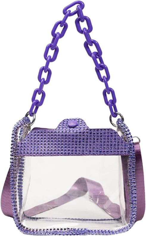 Clear Evening Purses Mini Clutch Bags Women's Crossbody Rhinestone Handbags Shiny Shoulder Bag...