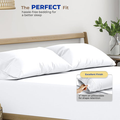 THREAD SPREAD 100% Pure Egyptian Cotton Pillow Cases - 600 Thread Count Pillow Cases Queen/Standard Size Set of 2, Soft & Breathable Extra Long St...