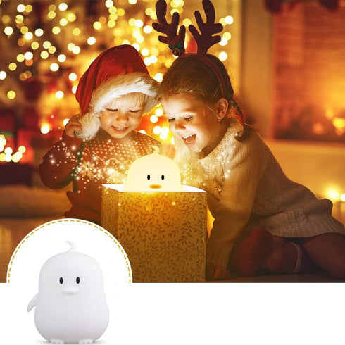 WHA&DARREN Penguin Night Light for Kids, Children Lamp Portable Rechargeable Silicone Baby Night Light, Remote Controlled Children's Animal Lamp K...
