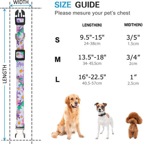 Rhea Rose Cute Floral Dog Collars with Rose Sunflower Daisy Patterns for Girl boy Dogs Purpler Sunflowers L...