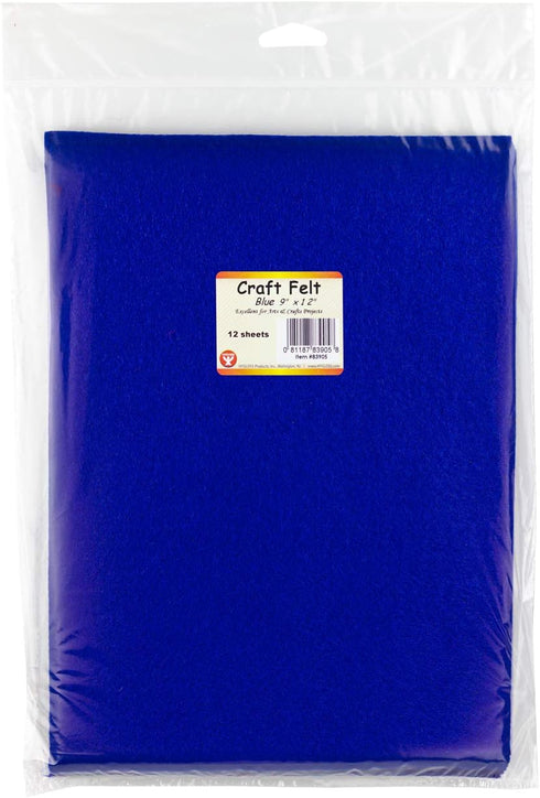 Hygloss Products Craft Felt Sheets 9" x 12", Blue, (Pack of 12)...