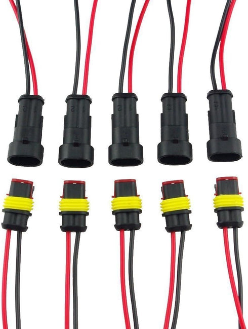 HIGHROCK 5 Kit 2 Pin Way Car Waterproof Electrical Connector Plug with Wire AWG Marine...