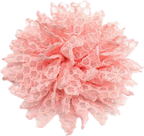 PEPPERLONELY 10PC Set Pink Lace Petal Fabric Flowers, 4 Inch...
