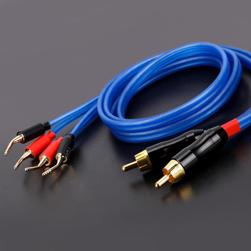 KK Cable V1-W2 18 GAUGE OFC Speaker Wire Pair with RCA Male (White & Red) to 2 Pair Pin (4Pin) Plugs, V1-W2 (3M(9.8ft))...