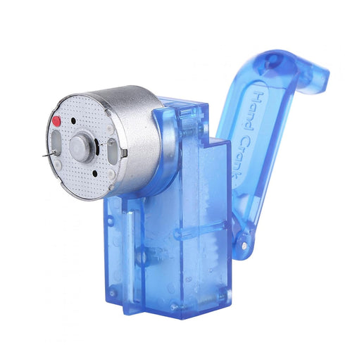Blue Transparent Hand Crank Generator for 3-6V Small Motor, Lighting Led Lamp Beads Mini Dynamotor Fan Model Toy Accessories DIY Educational Physi...