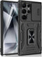 for Samsung Galaxy S24 Ultra Case, Shockproof Phone Case & Sliding Camera Cover & Ring Holder Kickstand with Screen Protector for Samsung Galaxy S...