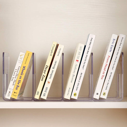 YAGELI Clear Acrylic Desk File Sorter Purse/Handbag Organizer Clutch Divider Mesh Folder Office Supplies Stand Bookshelf (3 Sections) (2Pack-4Sect...
