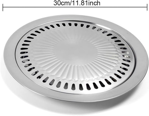Korean Stovetop Pan, Stainless Steel Non-Stick Indoor Barbecue Grill Tray, Smokeless Roasting Pan, Cooking Meat and Vegetable Stovetop Plate, for ...