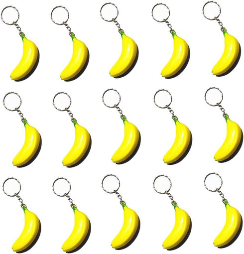 iMagitek 15 Pack Banana Keychains for Kids Party Favors Supplies, School Carnival Prizes, Party Bag Gift Fillers, Banana Stress Relieve Toy...